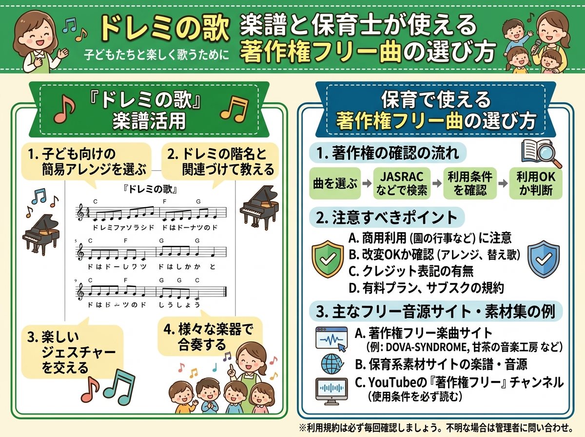 ドレミの歌 楽譜と保育士が使える著作権フリー曲の選び方