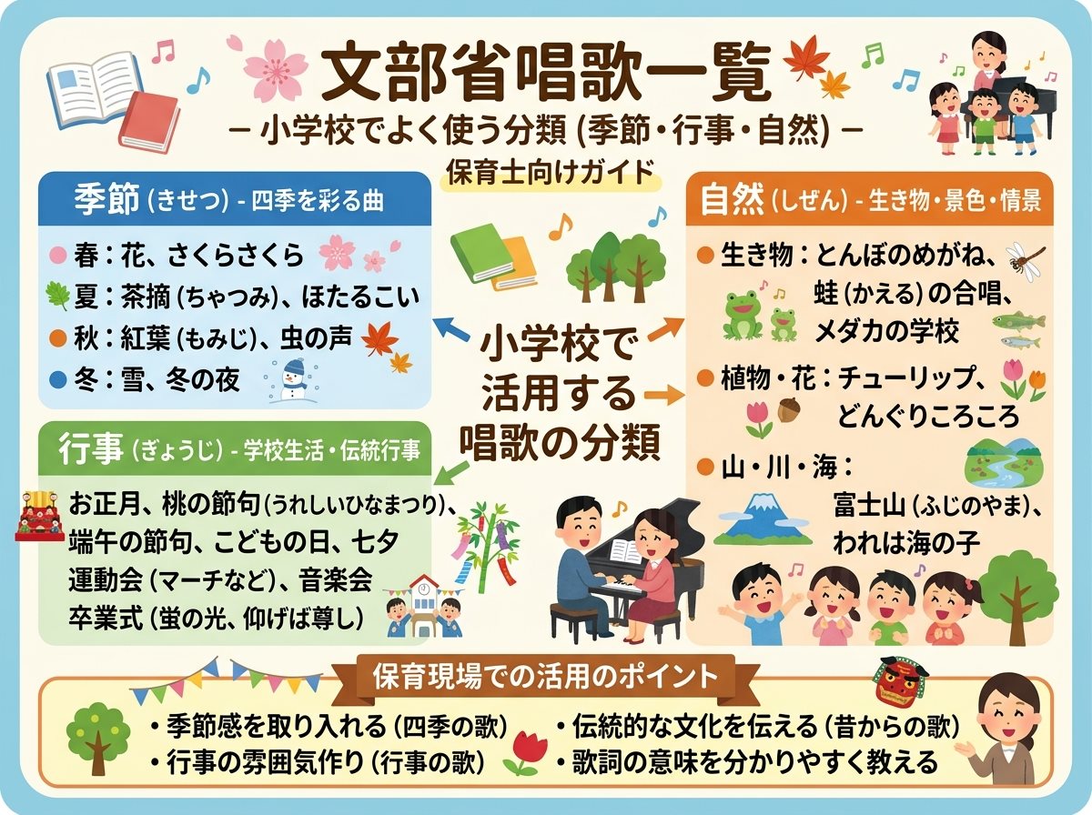 文部省唱歌 一覧 小学校でよく使う分類(季節・行事・自然)