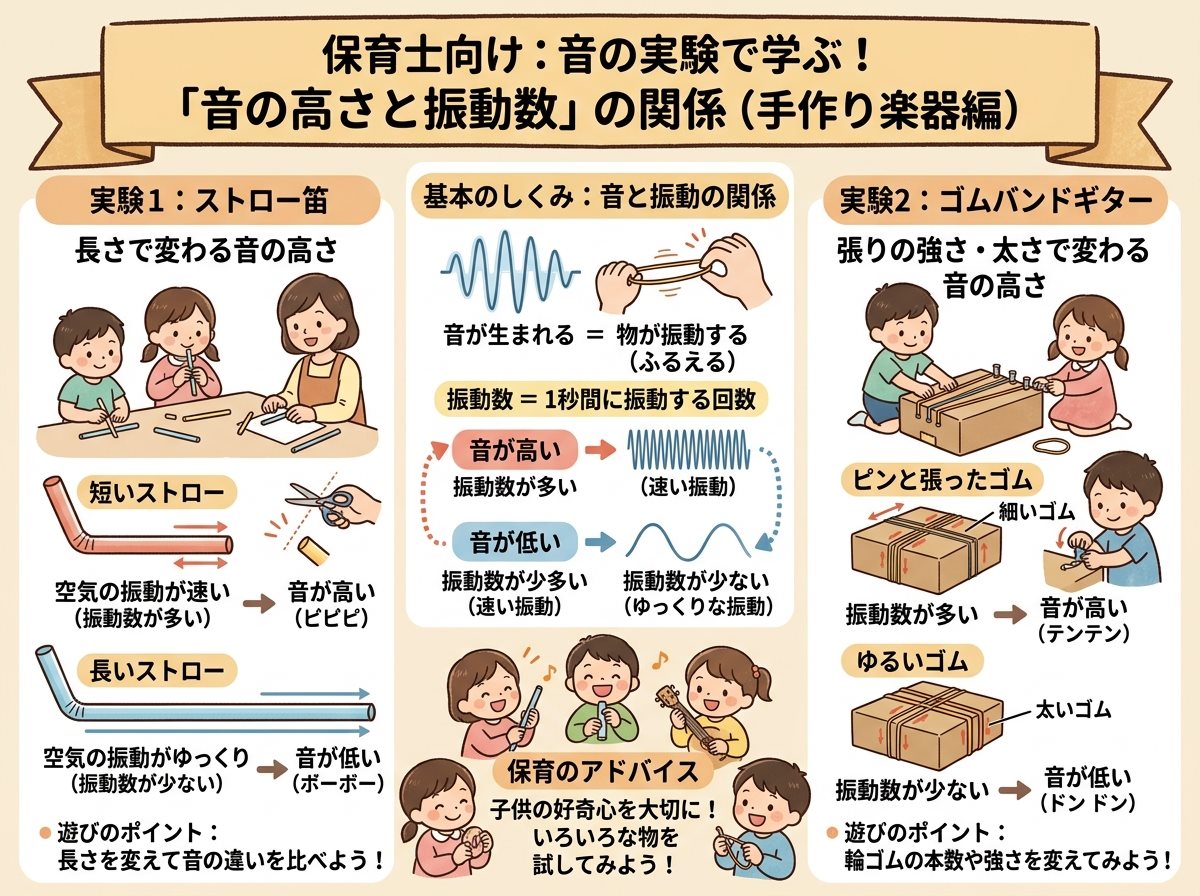 音の実験で小学生が手作り楽器から学ぶ「音の高さと振動数」の関係