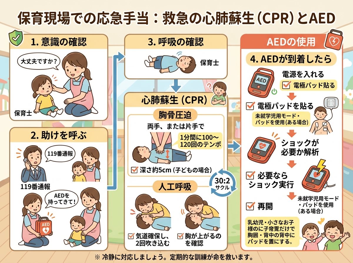 応急手当の保育 救急の心肺蘇生とAED