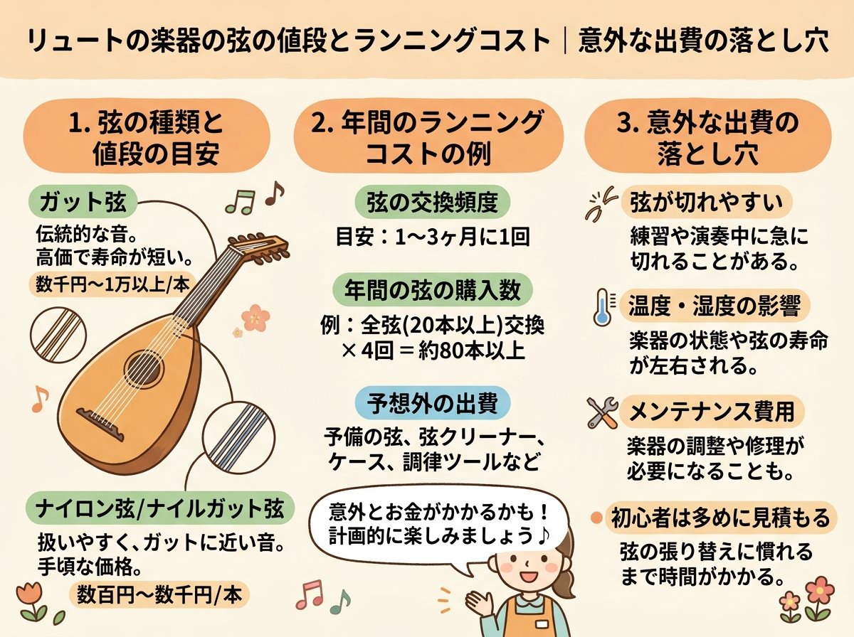 リュートの楽器の弦の値段とランニングコスト｜意外な出費の落とし穴