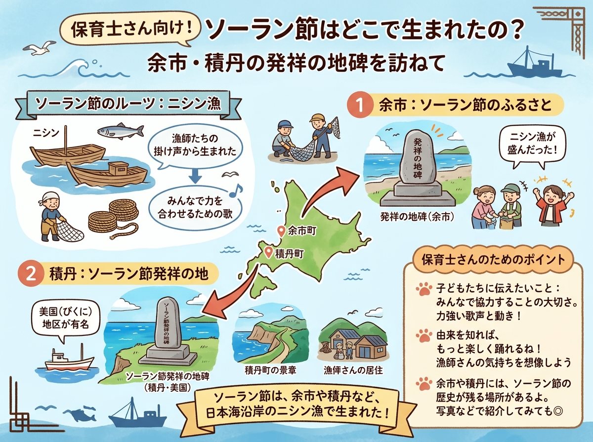 ソーラン節はどこで生まれたか ? 余市・積丹の発祥の地碑