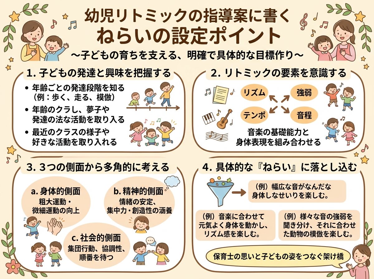 幼児リトミックの指導案に書くねらいの設定ポイント