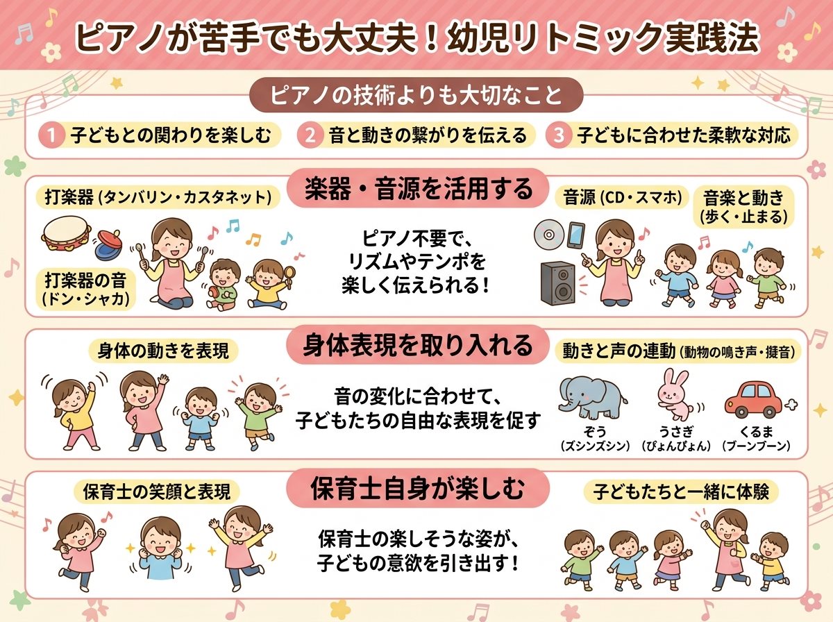 ピアノが苦手でも幼児リトミックをできる保育士向け実践法